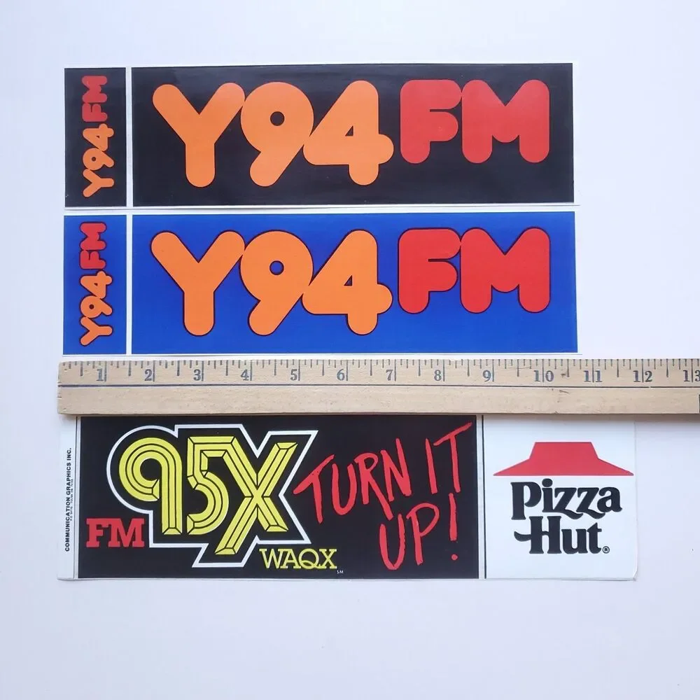 Y94 95X FM Radio Station Vintage 80s Bumper Sticker Lot of 3 Decal Central NY